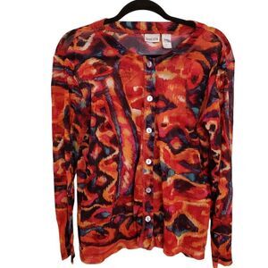 Chico's Button Front Long Sleeve Sheer Lightweight Blouse Size Chico's 3